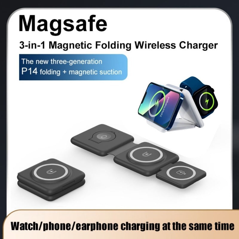 Folding Magnetic Suction Wireless Charger 3-in-1 - Tropical Escape