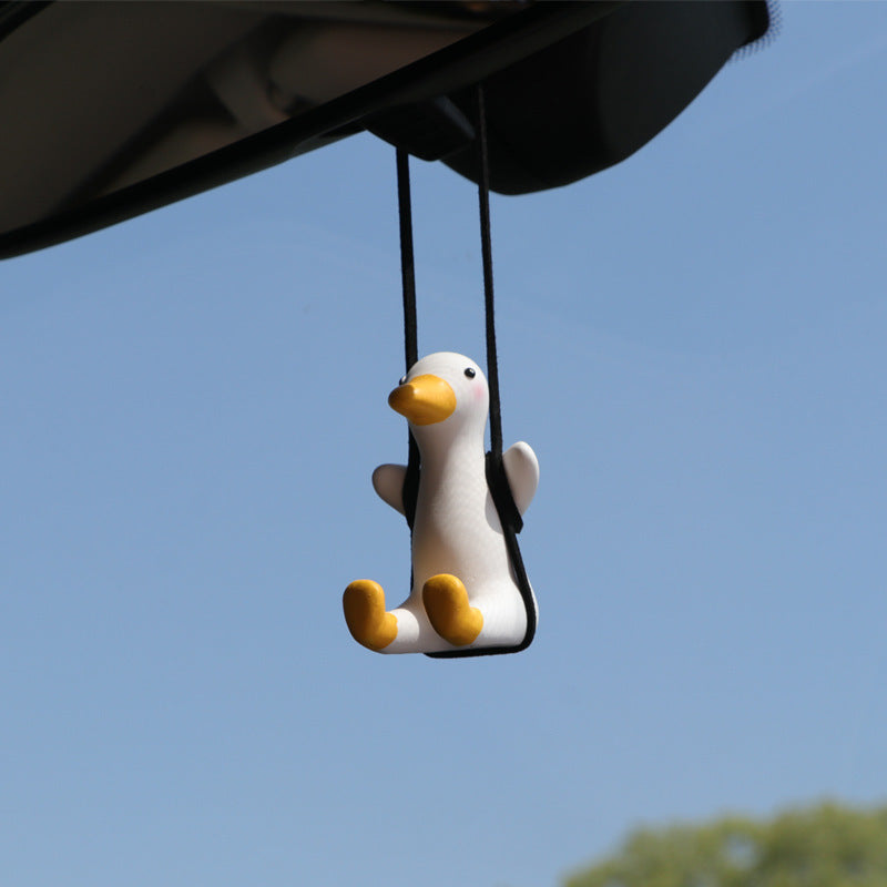 Car Pendant Cute Anime Little Duck Swing Auto Rearview Mirror Hanging Ornaments Interior Decoraction Accessories For Girls Gifts