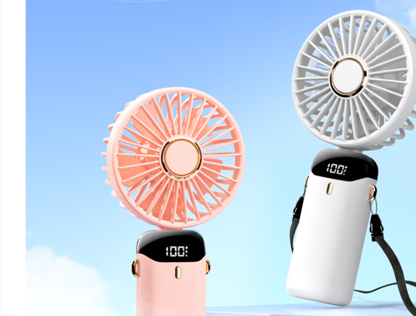 Usb Hand-held Fan Mini Portable Student Small Fan Digital Display Folding Aromatherapy Small Electric Fan - Tropical Escape